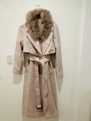 퍼 옷깃 롱 코트