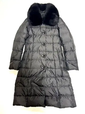 [LORITTI] 블랙 롱 다운 코트 퍼 포함 M