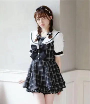 LIZLISA 세일러 셋업 블랙 체크