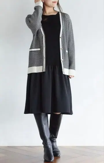 anySiS 클래시컬 가디건 x 미디엄 원피스 세트