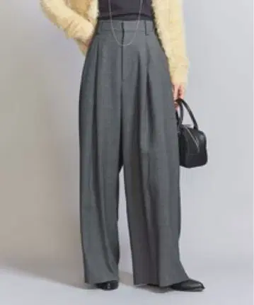 그레이 턱 와이드 팬츠 여성용