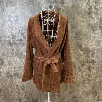 피에르 가르뎅 올 패턴 가운 코트 브라운 일본제 벨트 포함 (M)