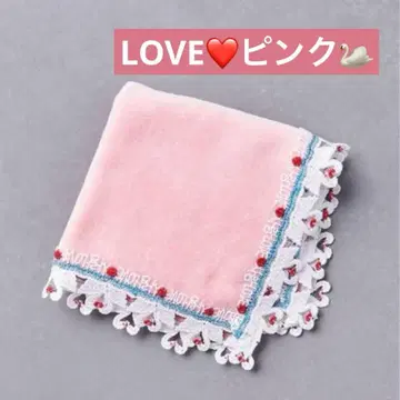 치카자와 레이스 유나이티드 애로우즈 별주 타월 손수건 LOVE 백조 핑크