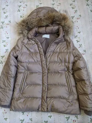 any sis 베이지 다운 자켓 퍼 포함 후드