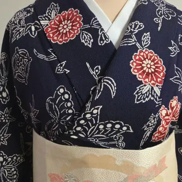 크레이프 원단 코몬 네이비 바탕 홍형풍 1675