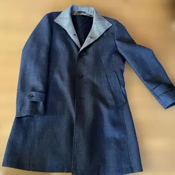 다크 그레이 체스터 코트 체크 옷깃