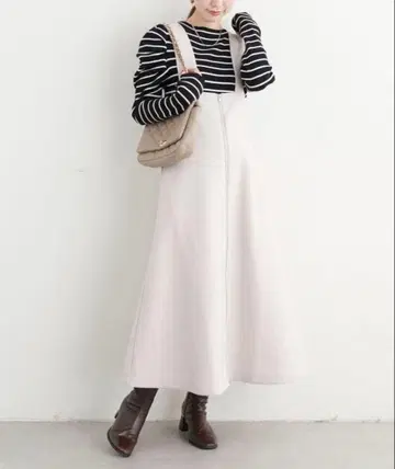 natural couture / 페이크 울 프론트 ZIP 점프 스커트