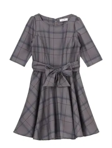 dazzlin 5부 소매 체크 핏 and 플레어 원피스