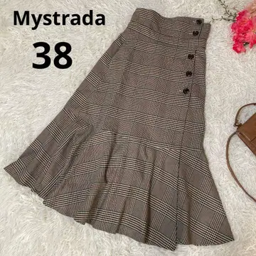 새상품급 마이 스트라다 머메이드 스커트 글렌체크 38 하이웨스트