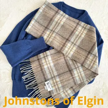 존스톤스 램스울 머플러 울 100% 브라운 계열 체크