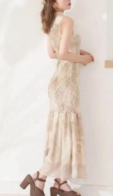 다리치 셔링 마블 롱 원피스