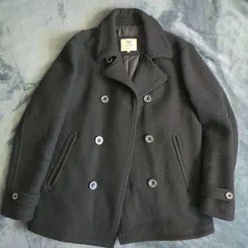 BEAMS HEART 피 코트 L 사이즈 블랙 울 두꺼운 원단