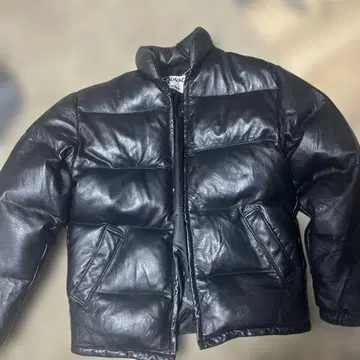 Schott 블랙 가죽 다운 자켓 36