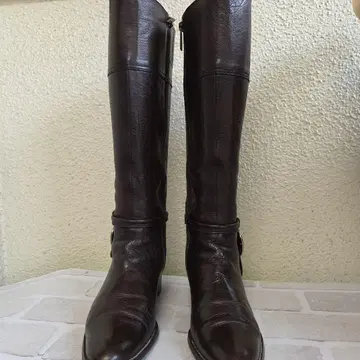 다크 브라운 가죽 롱 부츠
