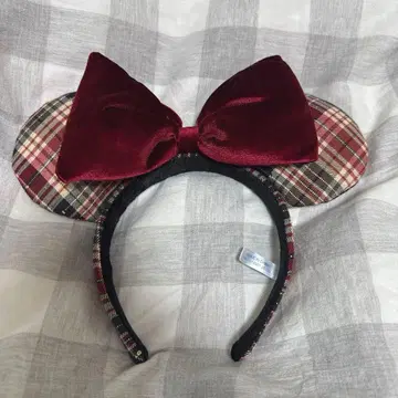 미니 머리띠 체크 레드