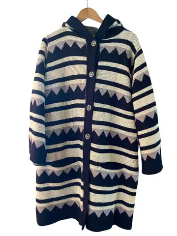 해외 구제 의류 후드 부착 니트 코트