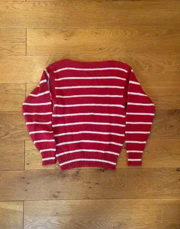 70's IZOD 빨흰 스트라이프 스웨터 M