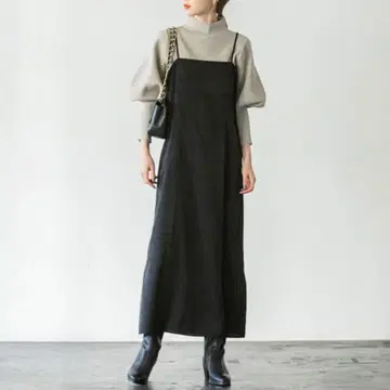 NOBLE 스퀘어 넥 원피스 가을/겨울 블랙