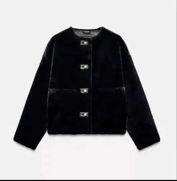 ZARA 인조 모피 자켓 버튼 포함