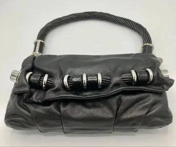 블랙 가죽 핸드백 트위스트 핸들