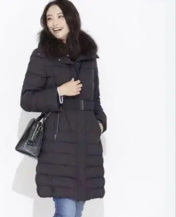 나노 유니버스 니시카와 다운 블랙 퍼 코트