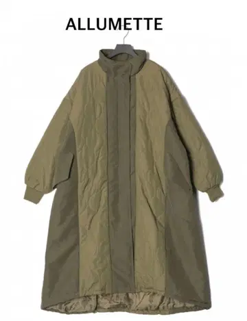 ALLUMETTE 카키 퀼트 절개 롱 코트