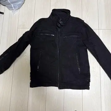 블랙 데님 자켓 스탠드 카라