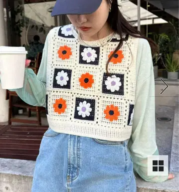 플라워 레이스 백리본 크롭 베스트