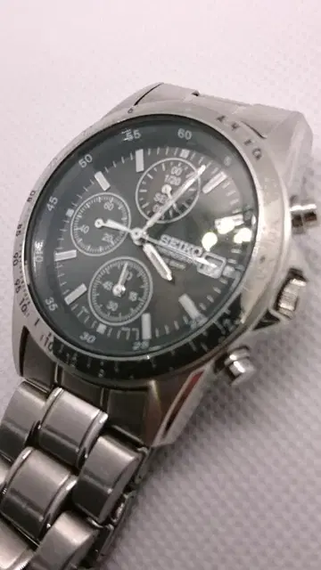 남성용 크로노그래프 블랙 다이얼 SEIKO 모델번호: 7T92-0DW0