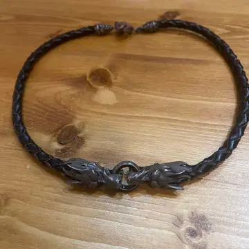 뜨개질 가죽 용머리 팔찌 블랙