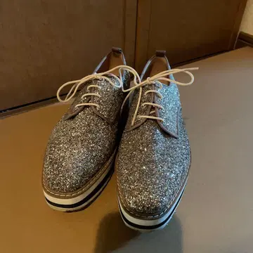 D.JANA 라메 믹스 통굽 레이스업 슈즈