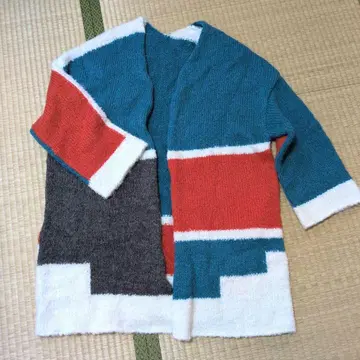 그레이스 콘티넨탈 멀티 컬러 롱 니트 가디건 아우터 겉옷