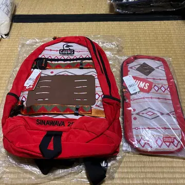 택 포함 새상품 CHUMS 백팩과 바디 백 2종 세트 레드