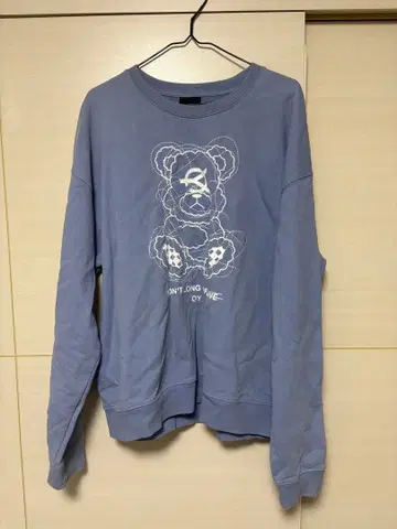 OY 곰 자수 파란색 긴팔 트레이닝복