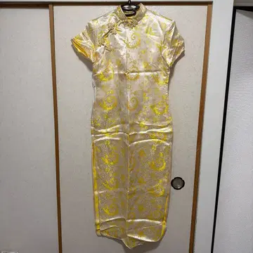 골드 컬러 무늬의 차이나 드레스