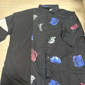 킹리 마스크 KMK 꽃무늬 로즈 반팔 셔츠