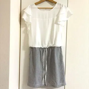 INNOWAVE 이노웨이브 원피스 화이트 그레이 보더