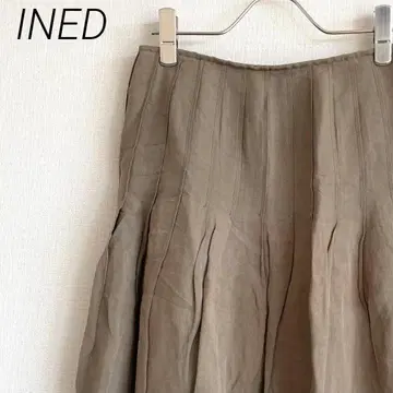 INED 미디 스커트 플레어 스커트 심플 마 혼방 안감 부착 깔끔한