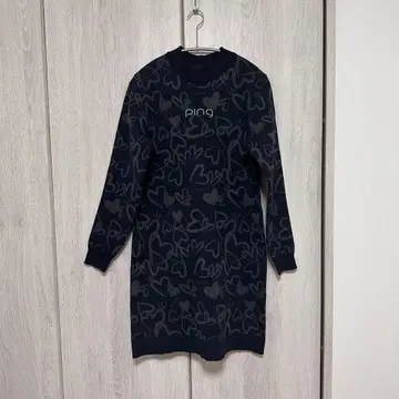 PING 핑 긴팔 니트 원피스 올 패턴 네이비 계열 골프웨어