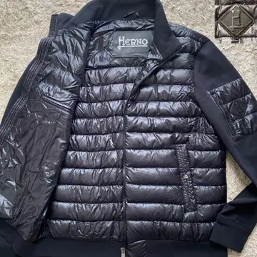 미사용에 가까운 헤르노 다운 자켓 절개 하이브리드 블루종 블랙