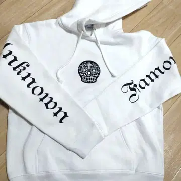 GoneR 화이트 스컬 프린트 후드티 M