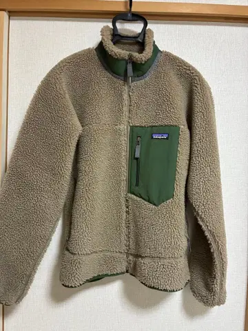 patagonia 플리스 자켓 M 베이지/그린