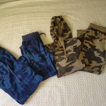 언더아머 블루 계열 카모 패턴 상하의 맨투맨 세트 MS 형제 커플룩