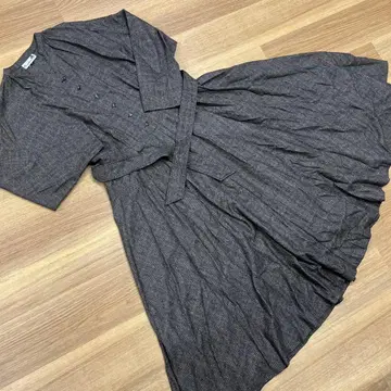 체크 원피스 리본 벨트