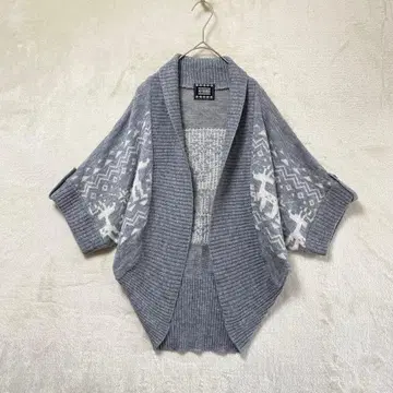 SKY BOMBER/니트 가디건/L/겉옷 노르딕 무늬 그레이