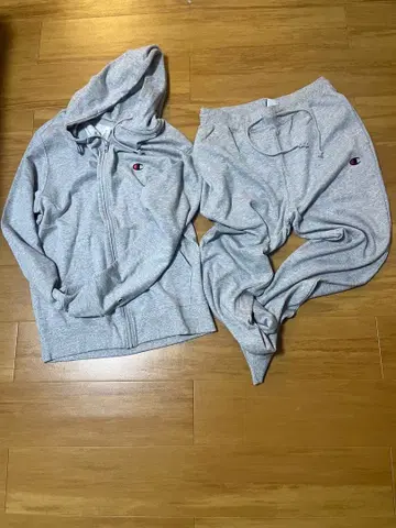 Champion 그레이 후드 맨투맨 팬츠 세트