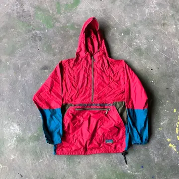L.L.Bean 하프 지퍼 나일론 아노락 후드티 70s usa제