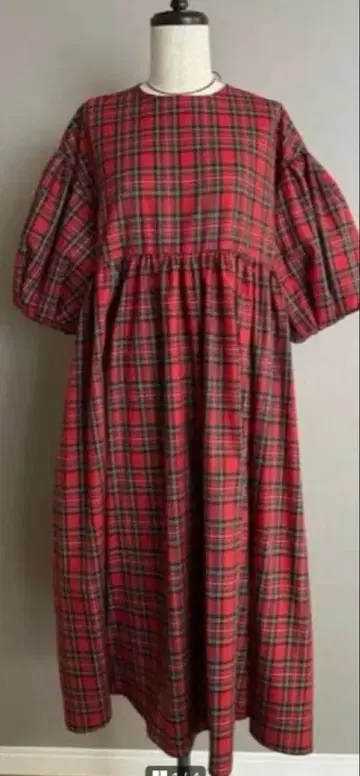 YOIHI 메렝게 원피스 빨간색 체크