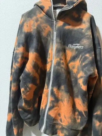 Hangoverz 타이 다이 풀 지퍼 후드티 블리치 가공