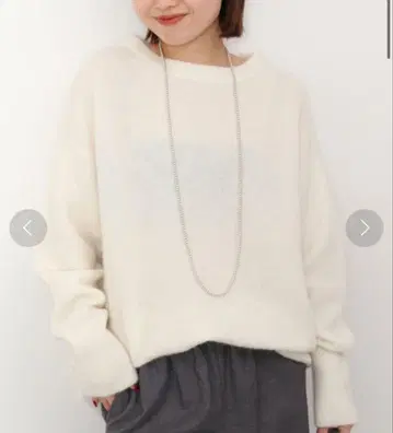 SLOBE IENA/알파카 네이비 샤기 니트 화이트